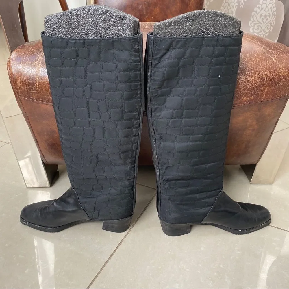 Caster black leather /quilted  boots 11